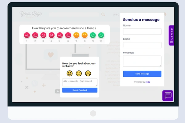 Example website with Contact Us widget.